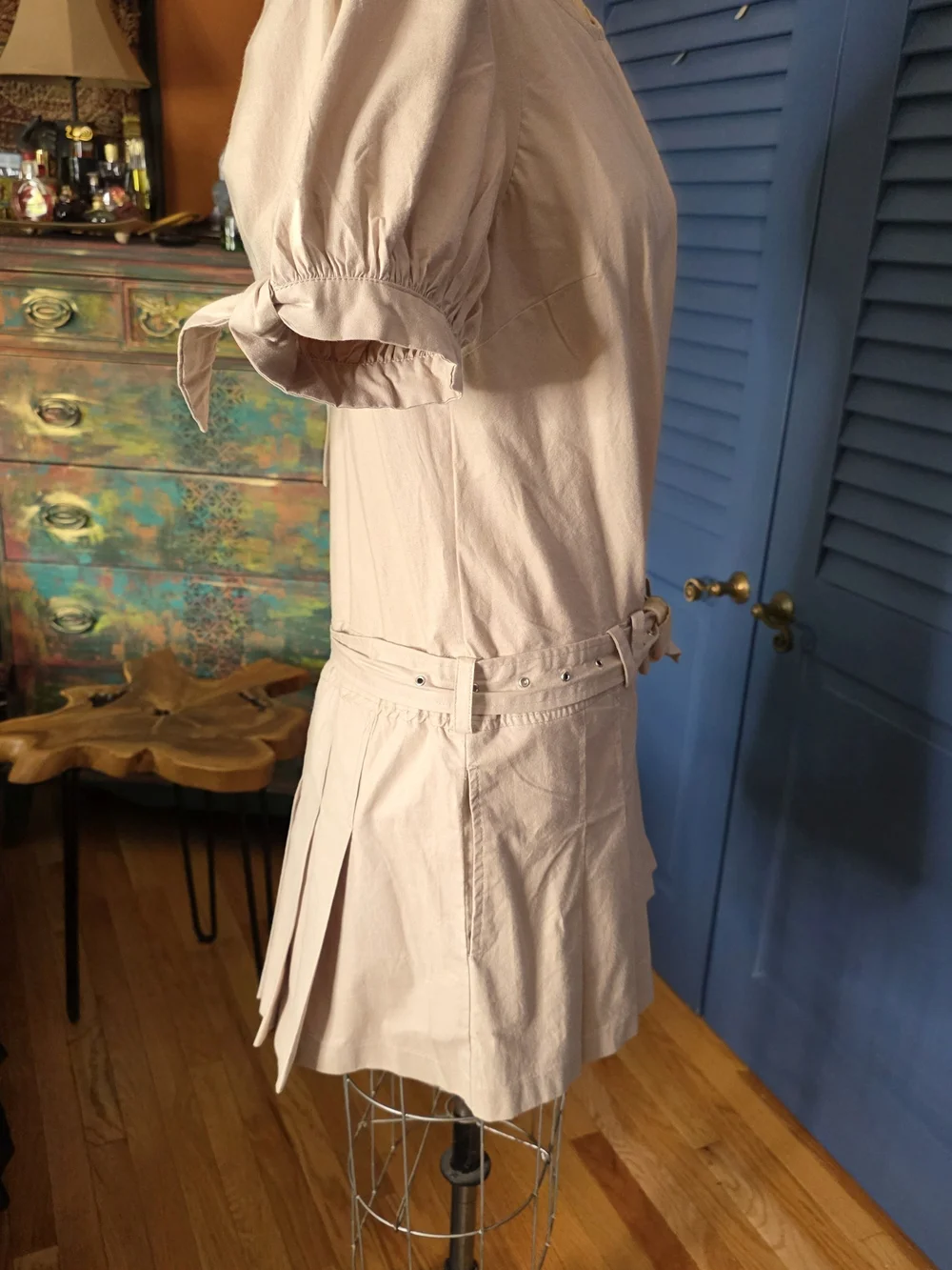 Free People Girls Cream Pleated Dress with Tie Belt